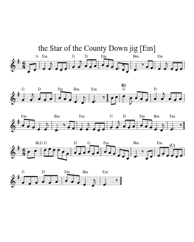 The Star of the County Down jig [Em] (Version 3)