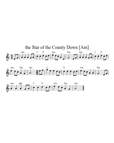 the Star of the County Down [Am] (Version 2) sheet music preview