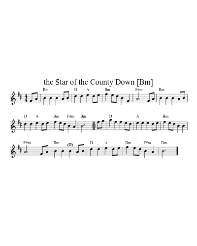 the Star of the County Down [Bm] (Version 2) sheet music preview