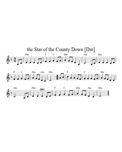 the Star of the County Down [Dm] (Version 2) sheet music preview