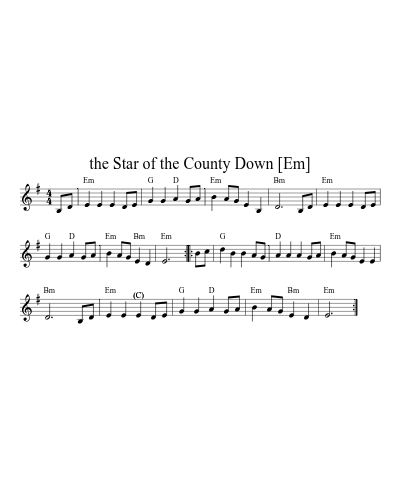 the Star of the County Down [Em] (Version 2) sheet music preview