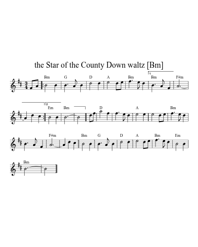 the Star of the County Down waltz [Bm] sheet music preview