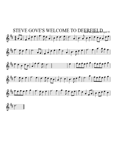STEVE GOVE'S WELCOME TO DEERFIELD (Version 2)