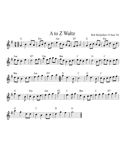 A to Z Waltz sheet music preview