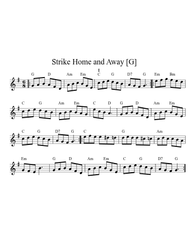 Strike Home and Away    [G] (Version 2) sheet music preview