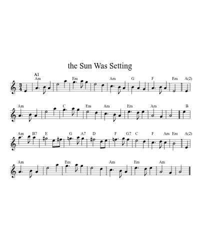the Sun Was Setting (Version 2) sheet music preview