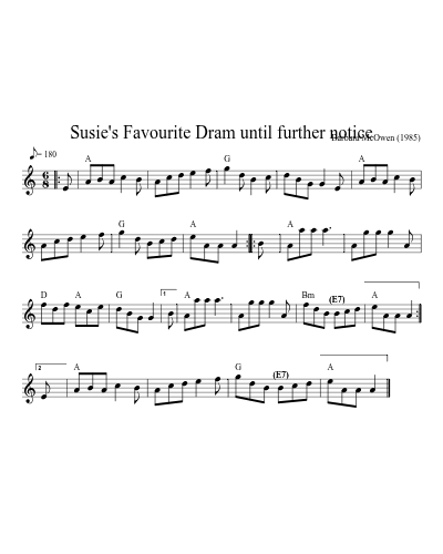 Susie's Favourite Dram until further notice