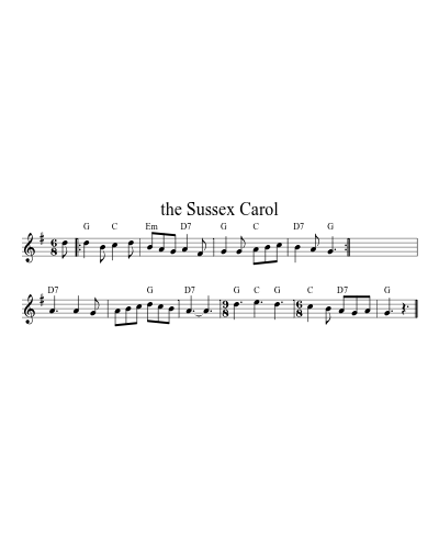 the Sussex Carol sheet music preview
