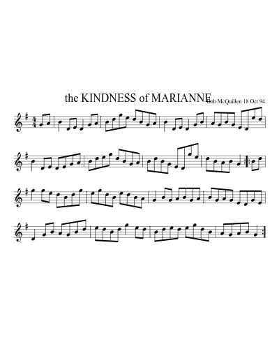 the KINDNESS  of MARIANNE sheet music preview