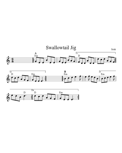 Swallowtail Jig (Version 11) sheet music preview