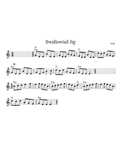 Swallowtail Jig (Version 12) sheet music preview