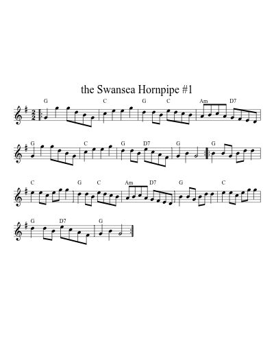 the Swansea Hornpipe #1 (Version 2) sheet music preview