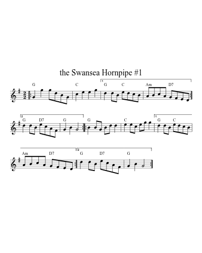 the Swansea Hornpipe #1 (Version 3) sheet music preview