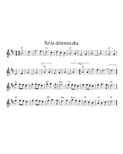 Sz\la dzieweczka (Version 2) sheet music preview