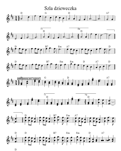 Szla Dzieweczka (Version 9) sheet music preview