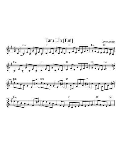 Tam Lin [Em] (Version 2) by Davey Arthur — Trumpet Sheet Music | Practito