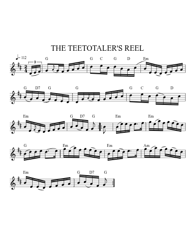 THE TEETOTALER'S REEL (Version 2) sheet music preview