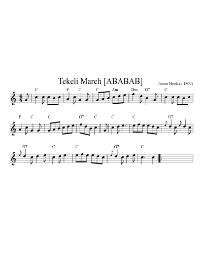 Tekeli March  [ABABAB] sheet music preview