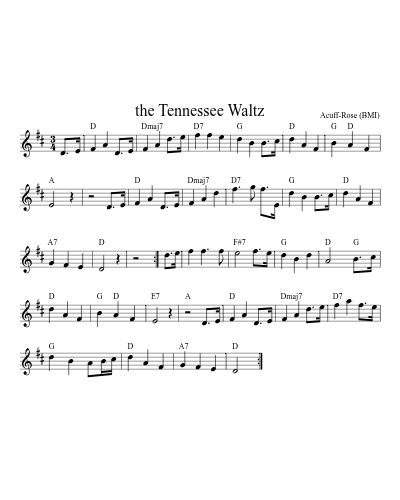 the Tennessee Waltz sheet music preview