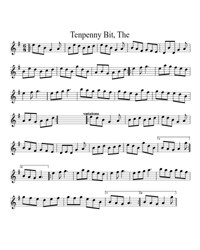Tenpenny Bit, The (Version 2) sheet music preview