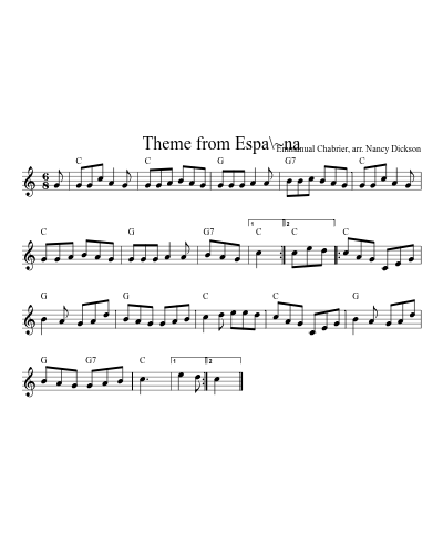 Theme from Espa\~na (Version 2) sheet music preview