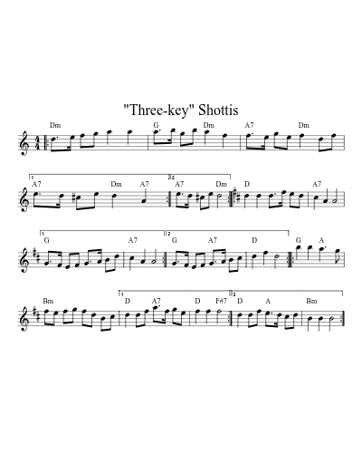 "Three-key" Shottis (Version 7) sheet music preview
