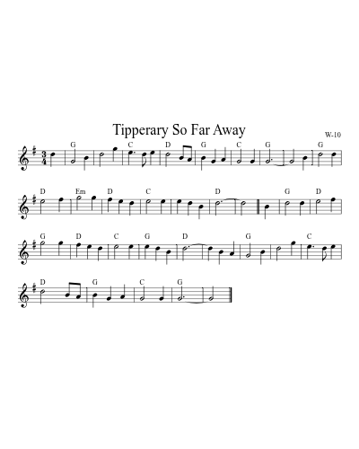 Tipperary So Far Away (Version 2) sheet music preview