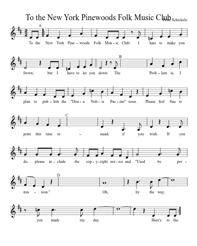 To the New York Pinewoods Folk Music Club