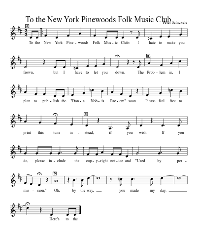 To the New York Pinewoods Folk Music Club (Version 2)