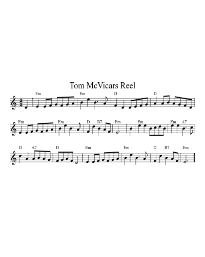 Tom McVicars Reel (Version 3) sheet music preview