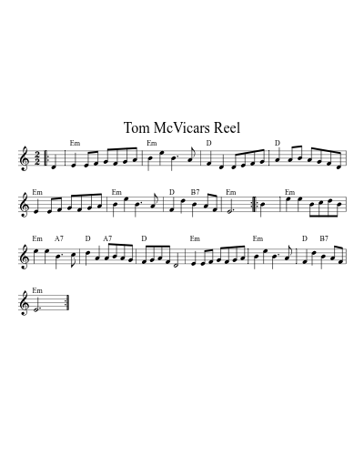 Tom McVicars Reel (Version 8) sheet music preview