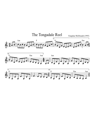 The Tongadale reel (Version 3) sheet music preview