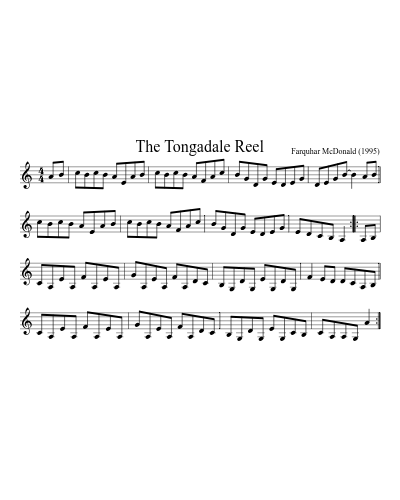 The Tongadale reel (Version 4) sheet music preview