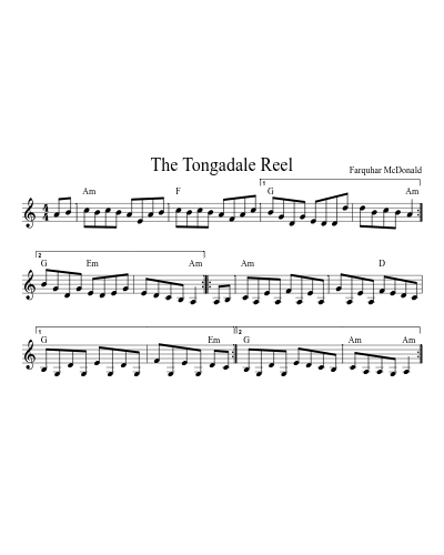 The Tongadale reel (Version 6) sheet music preview
