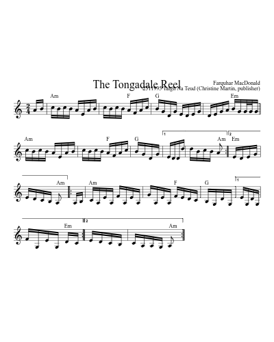 The Tongadale reel (Version 7) sheet music preview