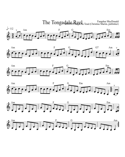 The Tongadale reel (Version 8) sheet music preview