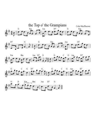 the Top o' the Grampians (Version 2) sheet music preview