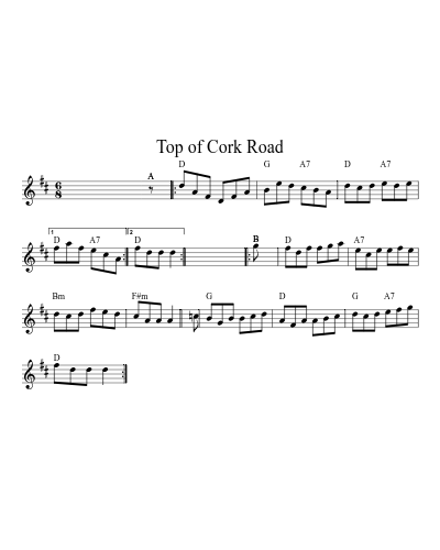 Top of Cork Road (Version 6) sheet music preview