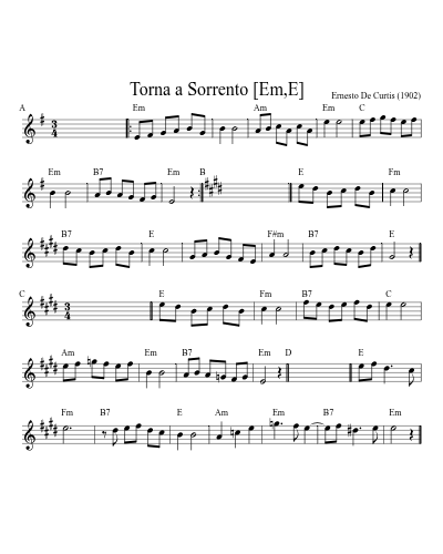 Torna a Sorrento   [Em,E] (Version 5)