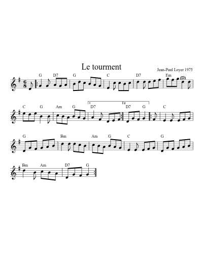Le Tourment (Version 9) sheet music preview