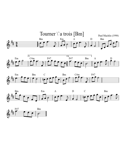 Tourner \`a trois  [Bm] (Version 3)