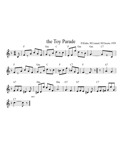 the Toy Parade sheet music preview