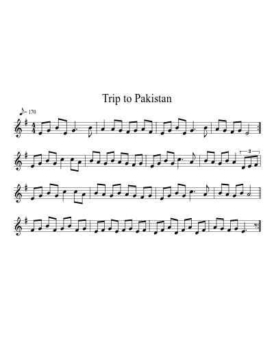 Trip to Pakistan (Version 3) sheet music preview