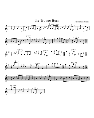 the Trowie Burn sheet music preview