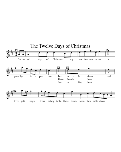 The Twelve Days of Christmas sheet music preview