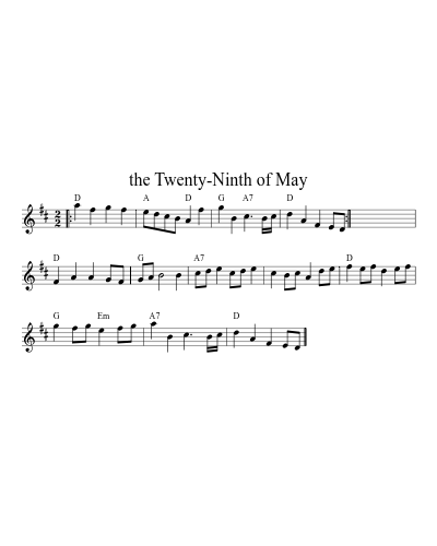 THE TWENTY-NINTH OF MAY (Version 3) sheet music preview
