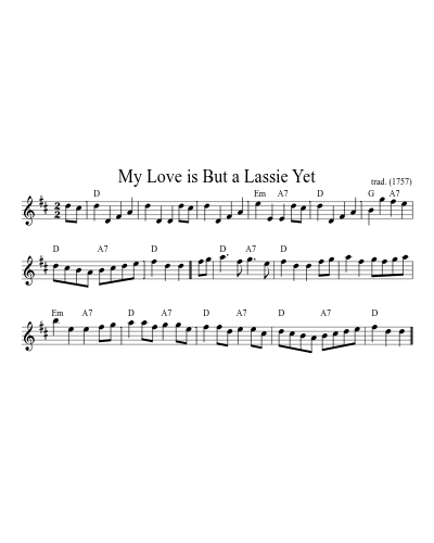 My Love is But a Lassie Yet (Us Rev Reels) sheet music preview