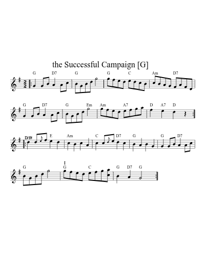 the Successful Campaign   [G] (Us Rev Reels) sheet music preview