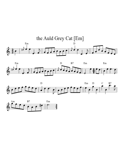 the Auld Grey Cat   [Em] (Us Rev Reels) sheet music preview
