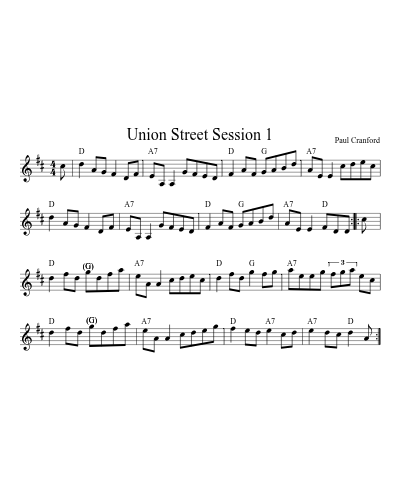 Union Street Session 1 (Version 2) sheet music preview